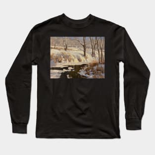 Pastoral Wintertime Oil on Canvas Long Sleeve T-Shirt